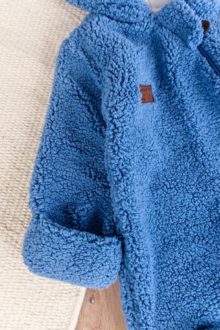 Kapüşonlu Kendinden Eldivenli Welsoft Kışlık Kız/erkek Bebek Tulum mavi