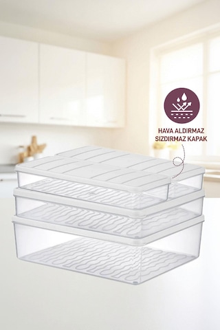 Selka Home 4'lü Set Nora Organizer Buzdolabı Buzluk Düzenleyici Saklama Kabı( 1 Ad. 4 Lt. 1 Ad. 2,25 Lt. 2 Ad. 1 Lt. )