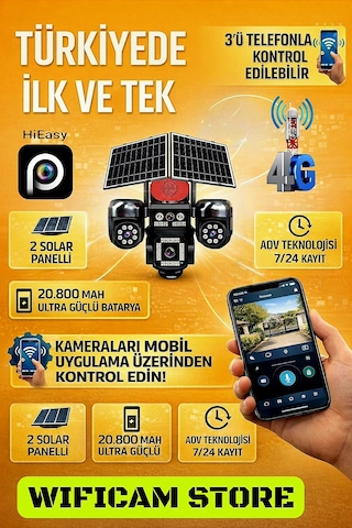 4 Kameralı 3ü Motorlu 4g Solar Kamera Hieasy Yazılım