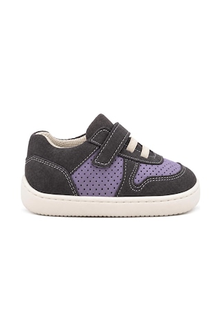 Rakerplus Bob Hakiki Deri Gri Mor Barefoot Cırtlı Lastikli Bebek Sneaker Ayakkabı