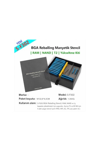 S-f302 Bga Reballing Manyetik Stencil Seti Ram Nand T2 M1 M2 Rework Tamir Kiti
