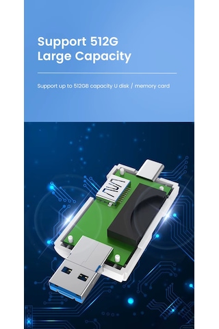 Usb 2.0 6 İn 1 Kart Okuyucu Ve Usb Çoklayıcı Type-c, Micro Usb, Sd/tf Kart Desteği Zr826