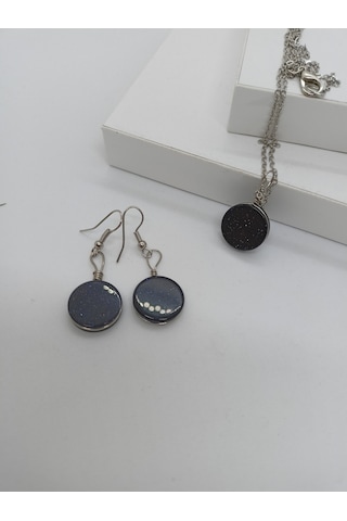 Yıldız Taşı Kolye/Küpe Set - Doğaltaş Kolye ve Küpe Takım-1027