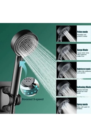 Duşbaşlığı Lüks Mat Su Tasarruflu Modern Banyo Aksesuar Dayanıklı Kalite Şık 5 Kademeli Duş Başlığı Çok Renkli