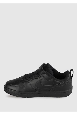 Nike Court Borough Low 2 Leather Sneaker Hakiki Deri Lastik İpli Bantlı Unisex Spor Ayakkabı Siyah Siyah