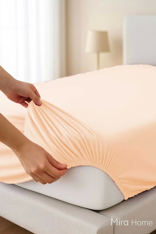 Tek Kişilik Düz Penye %100 Pamuklu Lastikli Çarşaf 100x200 Cm Newsheet Somon Çok Renkli
