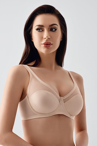 New Bra Kadın C Kap Balenli Tül Detaylı Toparlayıcı Sütyen Ten 2304 Ten