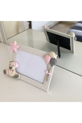 Bebek Odası Çerçeve Krem Pembe Ayıcıklı