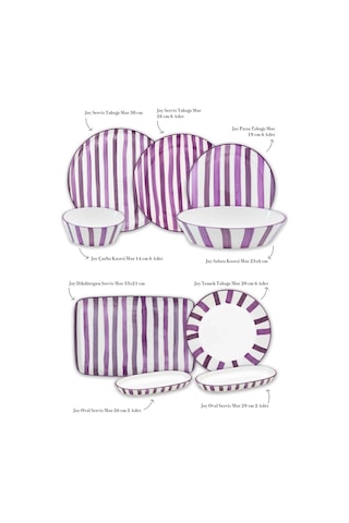 The Mia Joy Yemek Takımı 6 Kişilik 31 Parça Mor 3101 Çok Renkli