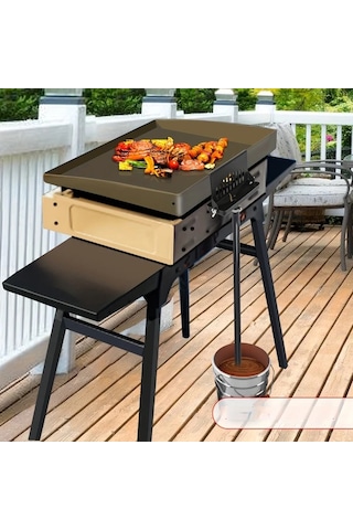 Willowhaven 1 Adet Arka Yağ Toplayıcı, Siyah Karbon Çelik Blackstone Yağ Filtresi, Hortumlu Geliştirilmiş Yağ Tahliye Hunisi