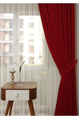 Evdepo Home Kırmızı Fon Perde Tek Kanat (540356104) Kırmızı