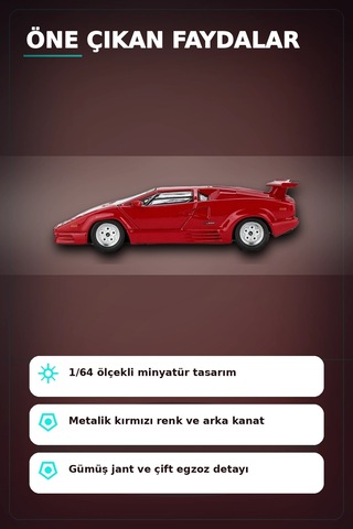 Kırmızı Metalik 1/64 Lamborghini Countach 25th Anniversary Model Araba Bx-313387