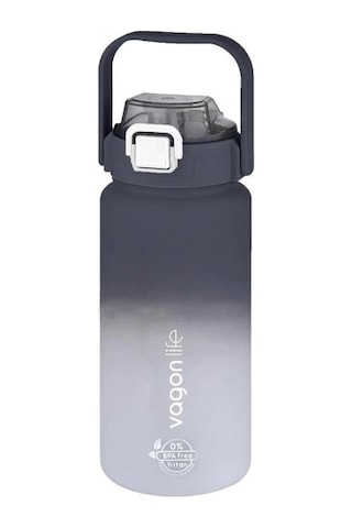Vagonlife Vgn2213 T Siyah Beyaz 1500 Ml Pipetli Pipetsiz Kullanım Çift Renk Softtouch Motivasyon Matarası Siyah - Beyaz