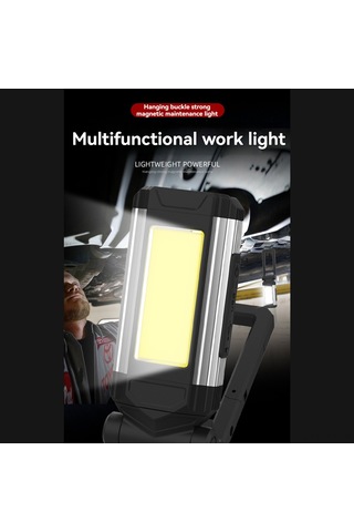 Dofolink Usb Şarjlı Cob Led Tamir Işığı, Manyetik Kanca, 5 Aydınlatma Modu, Ipx6 Su Geçirmez, Gümüş 2 M