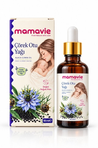 Mamavie %100 Çörek Otu Yağı 50 Ml Doğal Soğuk Pres, Bitkisel Cilt, Saç Ve Vücut Bakım Yağı