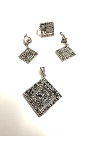 Markazit Taşlı Gümüş Set Takım 925 Ayar 20,83 Gram