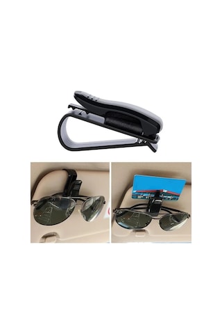 Monyee Araç Güneş Gözlüğü Tutucu - Kart Saklama Fonksiyonu İle Abs Plastik Siyah Güneşlik Klipsi