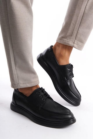 Mubiano Mbrgn105-s Siyah Erkek Bağcıklı Loafer Siyah