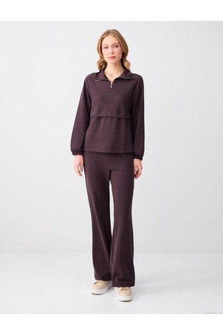 Jimmy Key Jimmy Key Acı Kahve Uzun Kollu Dik Yaka Örme Modal Sweatshirt 6sw235569803 Kahverengi