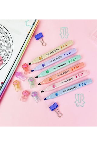 6'lı Pati Başlıklı Keçeli Kalem Renkli Çok Renkli