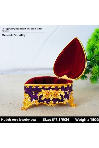 Xiyyadms Gümüş Pembe Kalp Desenli Metal Dekoratif Mücevher Kutusu - Ev Dekoru Aksesuarı, Dayanıklı Alaşım Malzeme, 8x7.5x5 Cm