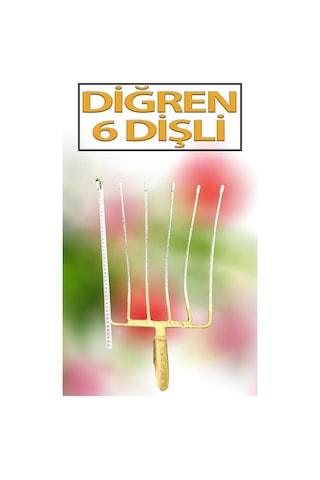 6 Dişli Metal Dirgen 38 Cm Güçlü Yapı, Uzun Ömürlü Bahçe Yardımcısı Pancar Dirgeni