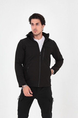 Camp Scoutland CAMP457 Outdoor Softshell Su ve Rüzgara Dayanıklı İçi Polar Seyyar Kapüşonlu Erkek Taktik Mont - Siyah