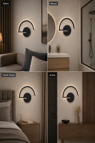Mori Modern Led Duvar Apliği Günışığı Siyah