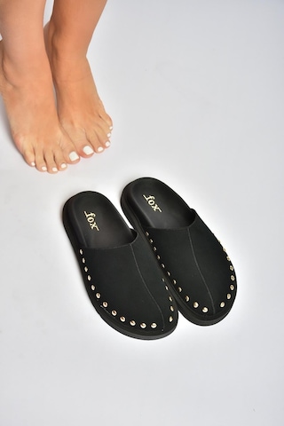 Fox Shoes Y918132902 Siyah Süet Önü Kapalı Sabo Terlik