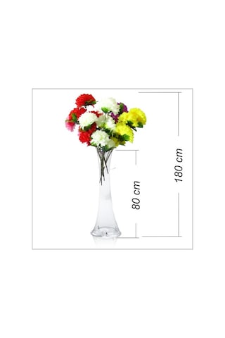 Uzun 80 Cm Cam Vazo 5 Renk Yıkanabilir Çok Başlı Çiçek Çiçekler