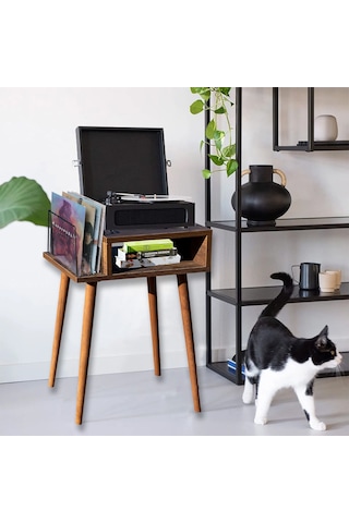 Plak Ve Pikap Sehpası Ahşap Ayaklı Barok