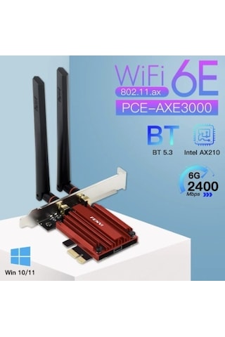 Fenvi AX210 Wi Fi 6E 5374 Mbps Tri-Band 2.4G / 5G / 6Ghz Kablosuz PCI-E Adaptörü