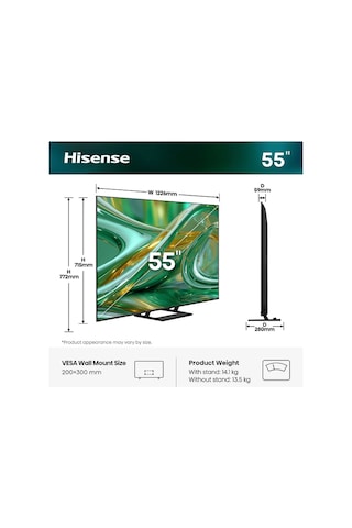 Hisense 55E8S 55" 139 Ekran Uydu Alıcılı Smart 4K UHD VIDAA Uled Mini LED TV