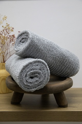 Line Luxury Pamuklu 2li El Yüz Havlusu 50x90 - Gri Gri