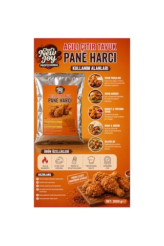 Acılı Çıtır Tavuk Pane Harcı 3000 Gr Acılı Kaplama Harcı