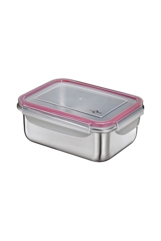 Kuchenprofi Paslanmaz Çelik Lunchbox 22x16x8,5 Cm Şeffaf Kapaklı Saklama Kabı Saklama Kapları Gri - Pembe