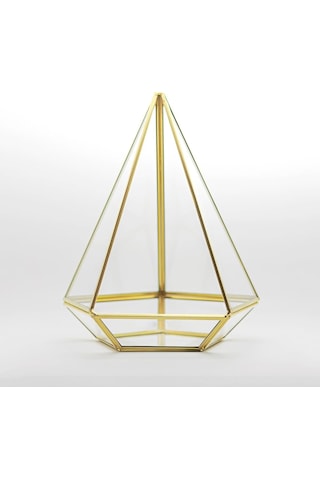 27x21x21cm Pirinç Gold Geometrik Teraryum Cam Fanus Takı Aksesuar Çikolata Kutusu