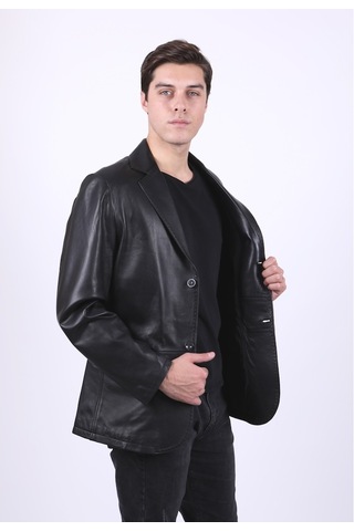 New Zaya Leather Erkek Blazer Deri Ceket Hakiki Deri Siyah