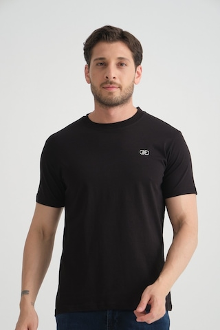 Shooter Sportwear Shooter Erkek T-shirt Nefes Alabilen Esnek Pamuklu Kumaş Regular Kalıp Minimal Logolu Siyah