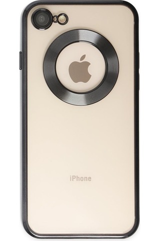 Apple Uyumlu iPhone 7 Yanları Renkli Lens Korumalı Logo Gösteren Şeffaf Luxury Kılıf - Açık Mavi