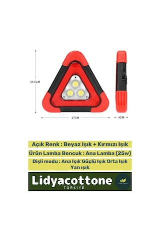 Premium Su Geçirmez 3 Ledli Solar Üçgen Reflektör Güneş Enerjili Refluj Araba Oto Lambası