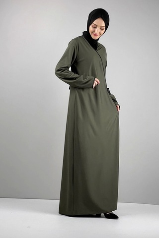 Moda Çizgi Namaz Elbisesi Haki
