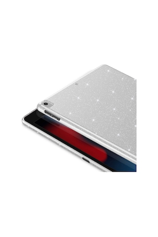 Apsuwa Apple Uyumlu iPad 10.2 8.nesil Kılıf Koton Simli Silikon + Ekran Koruyucu