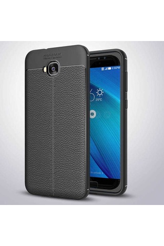 Asus Zenfone 4 Selfie Zd553kl Kılıf Niss Deri Desenli Silikon Kılıf Siyah