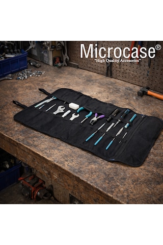 Microcase Motosiklet Bisiklet Elektrikli Araçlar Ve Genel Kullanım İçin Katlanabilir Portatif Alet Çantası Al5514 Siyah