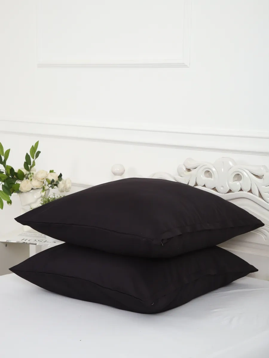 Inteteks Fermuarlı Yastık Kılıfları 70x70 2 Adet Polysaten 287672478 Siyah