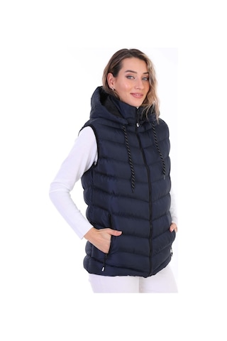 Euromoda Everest Kadın Jel Dolgu Kapüşonlu Şişme Yelek Lacivert
