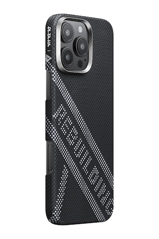 Apple Uyumlu iPhone 16 Pro Max Kılıf Magsafe Özellikli Aramid Fiber Re-tros Pitaka Tactile Woven Rebuilding Siyah