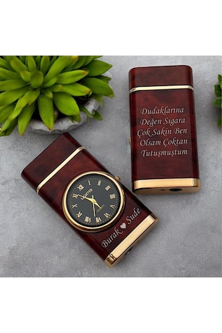 İsme Özel Turbo Jet Işıklı Saatli Çakmak Çift Yön Baskı