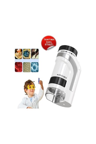 Micro1 Küçük Boy Mini Mikroskop Eğitici Mikroskop Zoom Led Işıklı 300x Zoom